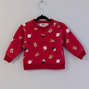 2/$10 ❤️ Monkey Bars 12M Holiday Sweatshirt | Red Gingerbread & Snowmen